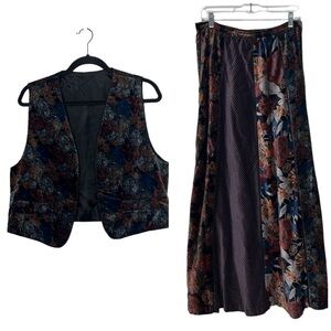 Century Of Boston Floral Velvet Skirt And Vest Set Large /14